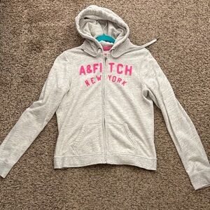 Abercrombie & Fitch Light Gray Zip-Up Hoodie